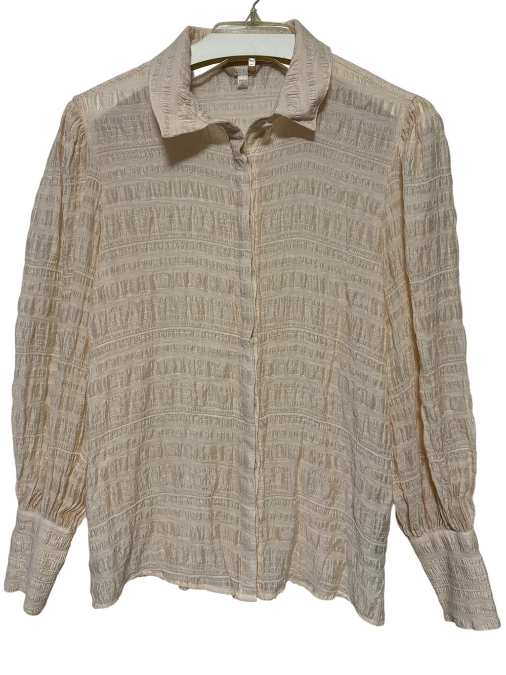 GUESS Cream Textured Button-Up Top